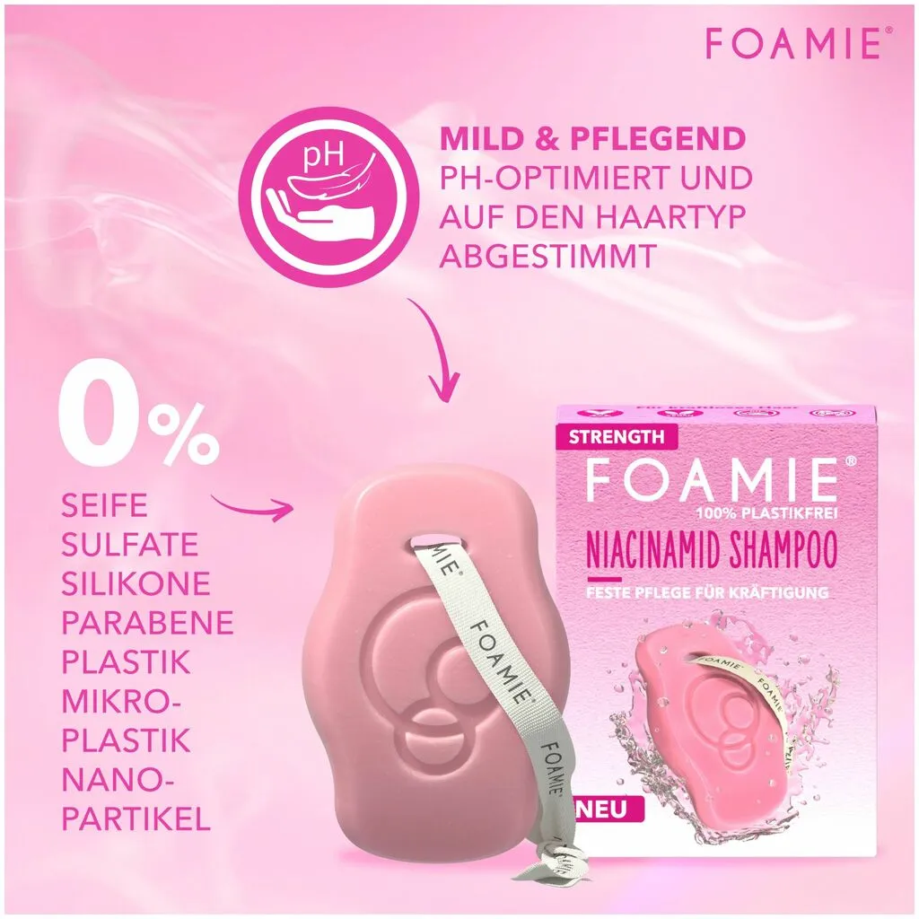 Foamie Niacinamid Shampoo Bar Feste Pflege für Kräftigung